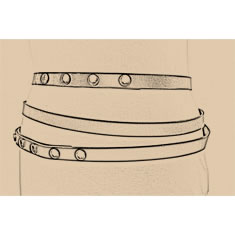 CINTURA TRIPLO GIRO IN  PELLE BORCHIATA