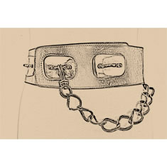 CINTURA CORSETTO IN PELLE CON MOSCHETTONE E CATENA