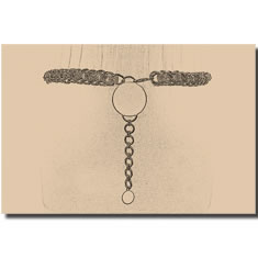 CINTURA IN CATENA INTRECCIATA CON PELLE  E PENDENTE METALLICO CIRCOLARE